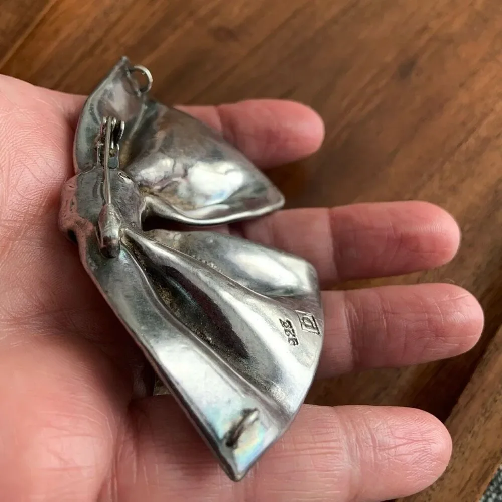 925 SILVER Large Bow Brooch / Necklace Slide